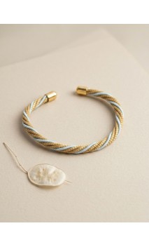 Jonc en or végétal – LA HAB – BLEU CLAIR– Biobijou Capim dourado – 5,5 x 4,5 cm - Sloweco