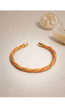 Brazalete de oro vegetal –  LA HAB – NARANJA – Biojoya Capim dourado - 5,5 x 4,5 cm – Sloweco