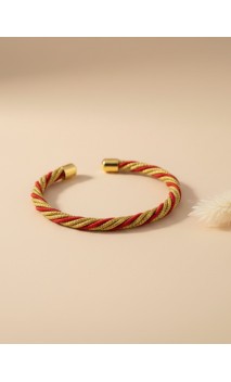 Brazalete de oro vegetal –  LA HAB – ROJO – Biojoya Capim dourado - 5,5 x 4,5 cm – Sloweco