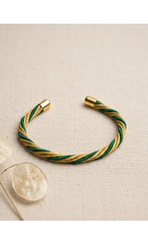 Brazalete de oro vegetal –  LA HAB – VERDE – Biojoya Capim dourado - 5,5 x 4,5 cm  – Sloweco