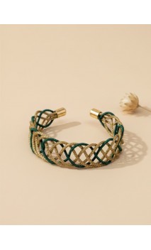 Jonc en or végétal – YUCATAN - VERT – Biobijou Capim dourado - 6 x 5 cm – Sloweco