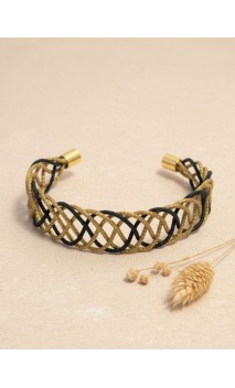 Brazalete de oro vegetal – YUCATAN NEGRO – Biojoya Capim dourado - 6 x 5 cm – Sloweco
