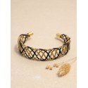 Jonc en or végétal – YUCATAN - NOIR  – Biobijou Capim dourado - 6 x 5 cm – Sloweco