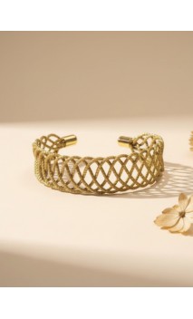 Brazalete de oro vegetal – YUCATAN DORADO – Biojoya Capim dourado - 6 x 5 cm – Sloweco