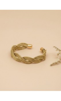 Brazalete de oro vegetal – PAPUA – DORADO – Biojoya Capim dourado -  6,5 x 5 cm – Sloweco