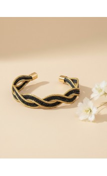 Jonc en or végétal – PAPUA - Noir – Biobijou Capim dourado -  6,5 x 5 cm – Sloweco