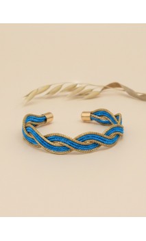 Brazalete de oro vegetal – PAPUA – Turquesa – Biojoya Capim dourado -  6,5 x 5 cm  – Sloweco