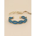 Jonc en or végétal – PAPUA - Turquoise – Biobijou Capim dourado -  6,5 x 5 cm – Sloweco