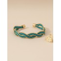 Brazalete de oro vegetal – PAPUA – Esmeralda – Biojoya Capim dourado -  6,5 x 5 cm – Sloweco