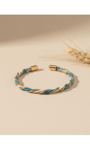 Jonc en or végétal –HAWAI – Or, blanc et turquoise – Biobijou Capim dourado – Sloweco