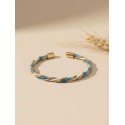 Brazalete de oro vegetal –  HAWAI – Dorado, blanco & turquesa – Biojoya Capim dourado - 5,8x4,5cm – Sloweco