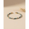 Jonc en or végétal –HAWAI – Or, blanc et turquoise – Biobijou Capim dourado – Sloweco