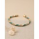 Jonc en or végétal –HAWAI – Doré, blanc et Émeraude – Biobijou Capim dourado - 5,8x4,5cm – Sloweco