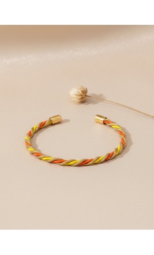 Brazalete de oro vegetal –  HAWAI – Oro, amarilla y naranja – Biojoya Capim dourado – Sloweco