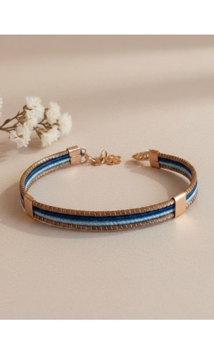 Pulsera semirrígida de oro vegetal – VINICUNCA - Azul claro y azul oscuro – Biojoya Capim dourado – Sloweco