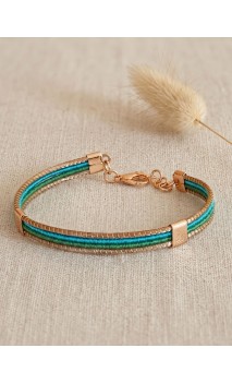 Bracelet semi-rigide en or végétal - VINICUNCA - DUO VERT - Biobijou Capim dourado –  7x4,5 cm  -  Sloweco