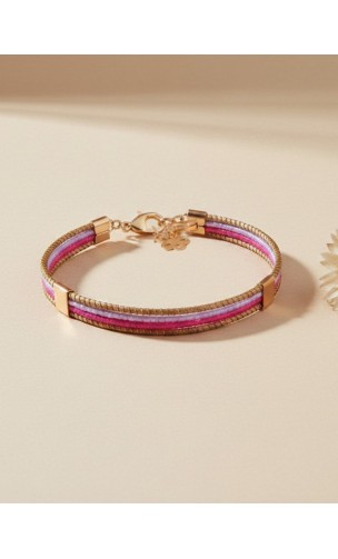 Bracelet semi-rigide en or végétal - VINICUNCA - Violet et rose - Biobijou Capim dourado – Sloweco