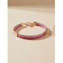 Pulsera semirrígida de oro vegetal – VINICUNCA - DUO ROSA – Biojoya Capim dourado –  7x4,5 cm - Sloweco