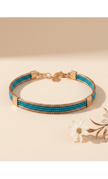 Bracelet semi-rigide en or végétal - VINICUNCA - Turquoise - Biobijou Capim dourado – 7x4,5 cm - Sloweco