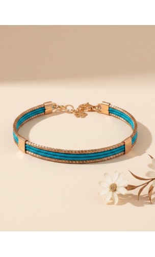 Pulsera semirrígida de oro vegetal – VINICUNCA - Turquesa – Biojoya Capim dourado – Sloweco