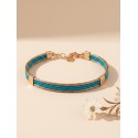 Bracelet semi-rigide en or végétal - VINICUNCA - Turquoise - Biobijou Capim dourado – 7x4,5 cm - Sloweco
