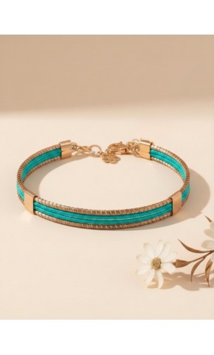 Bracelet semi-rigide en or végétal - VINICUNCA - Bleu Caraïbes - Biobijou Capim dourado – Sloweco