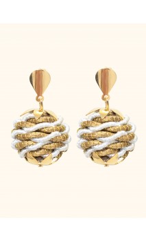 Pendientes oro vegetal – PARADISE - Blanco – Biojoya Capim dourado -  3x2cm – Sloweco