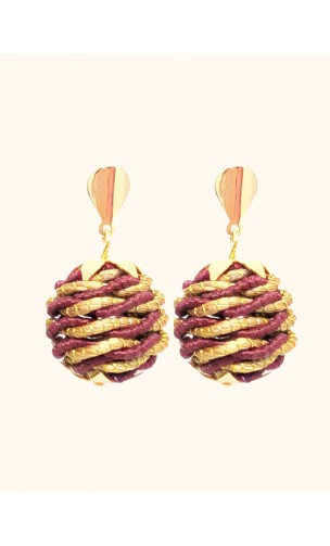 Pendientes oro vegetal – PARADISE - Vino – Biojoya Capim dourado – Sloweco