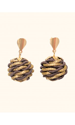 Pendientes oro vegetal – PARADISE - Marrón – Biojoya Capim dourado – Sloweco