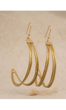 Pendientes oro vegetal – HOLLYWOOD – Biojoya Capim dourado – 7x4 cm - Sloweco