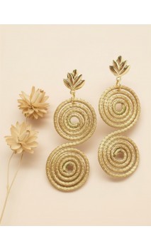 Pendientes oro vegetal – DUBAI – Biojoya Capim dourado – 4,8x1,8 cm - Sloweco