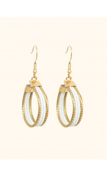 Pendientes oro vegetal – VINICUNCA - Blanco – Biojoya Capim dourado – 5 x 2,5 cm -  Sloweco