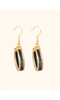 Pendientes oro vegetal – VINICUNCA - Negro – Biojoya Capim dourado – 5x2,5 cm - Sloweco