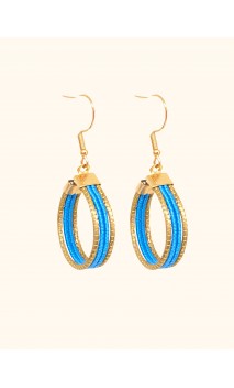 Pendientes oro vegetal – VINICUNCA - Turquesa – Biojoya Capim dourado – 5x2,5 cm -  Sloweco