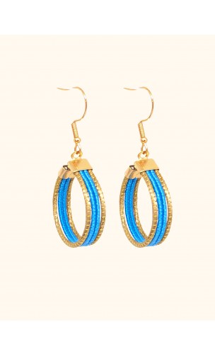 Pendientes oro vegetal – VINICUNCA - Turquesa – Biojoya Capim dourado – 5x2,5 cm -  Sloweco