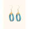 Pendientes oro vegetal – VINICUNCA - Turquesa – Biojoya Capim dourado – 5x2,5 cm -  Sloweco