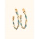 Boucles d'oreilles en or végétal - HAWAI - Doré, blanc et turquoise – Biobijou Capim dourado – 5x4 cm - Sloweco