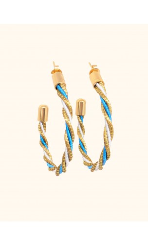 Boucles d'oreilles en or végétal - HAWAI - Or, blanc et turquoise – Biobijou Capim dourado – Sloweco