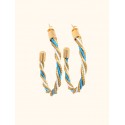 Boucles d'oreilles en or végétal - HAWAI - Doré, blanc et turquoise – Biobijou Capim dourado – 5x4 cm - Sloweco