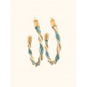 Boucles d'oreilles en or végétal - HAWAI - Or, blanc et turquoise – Biobijou Capim dourado – Sloweco