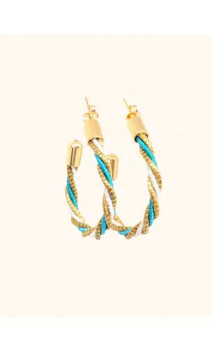 Pendientes oro vegetal - HAWAI - Oro, blanco & caribe - Biojoya Capim dourado – Sloweco