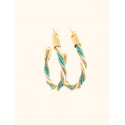 Pendientes oro vegetal - HAWAI - Dorado, blanco & esmeralda - Biojoya Capim dourado – 5x4 cm -  Sloweco