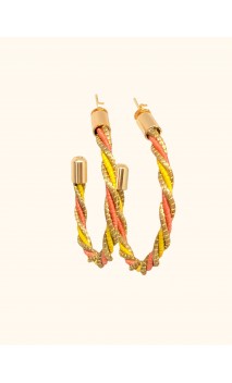 Pendientes oro vegetal - HAWAI - Dorado, amarillo y naranja - Biojoya Capim dourado – 5x4 cm - Sloweco