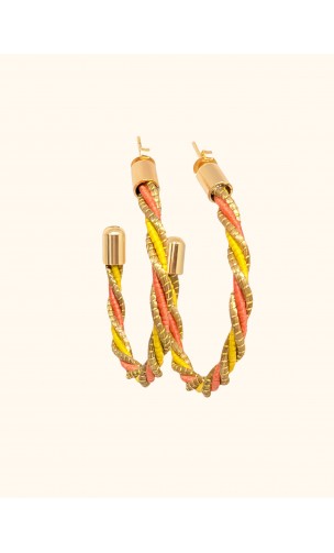 Boucles d'oreilles en or végétal - HAWAI - Or, jaune et orange – Biobijou Capim dourado – Sloweco