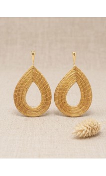 Pendientes oro vegetal – SEVILLA – Biojoya Capim dourado – 7x4,5 cm - Sloweco
