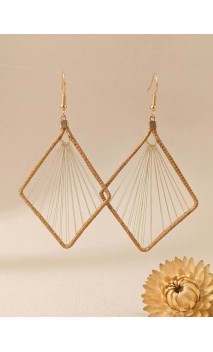 Pendientes oro vegetal – HELSINKI – Biojoya Capim dourado – 8,5x4,5 cm - Sloweco