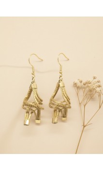 Boucles d'oreilles en or végétal – FLORENCE – Biobijou Capim dourado – 6x2 cm - Sloweco