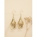Pendientes oro vegetal – FLORENCIA – Biojoya Capim dourado – 6x2 cm - Sloweco