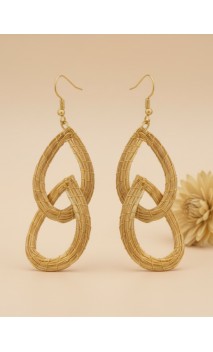 Pendientes oro vegetal – FORTALEZA – Biojoya Capim dourado - 7x3 cm– Sloweco