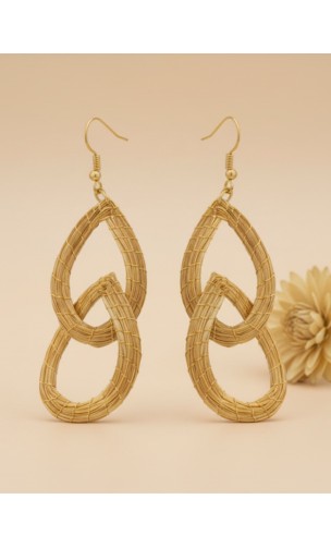 Pendientes oro vegetal – FORTALEZA – Biojoya Capim dourado - 8x2,5 cm– Sloweco